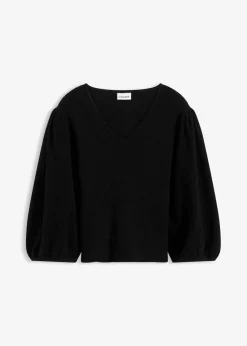 bonprix Bekleidung·Umstandsmode|Strickmode^Pullover aus Baumwolle schwarz