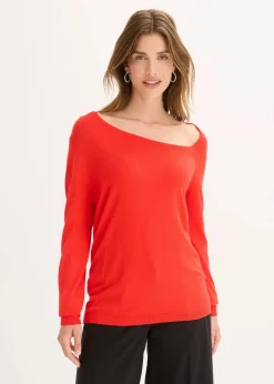bonprix Pullover & Strickjacken|Strickmode^Pullover aus fließendem Viskose-Mix rot