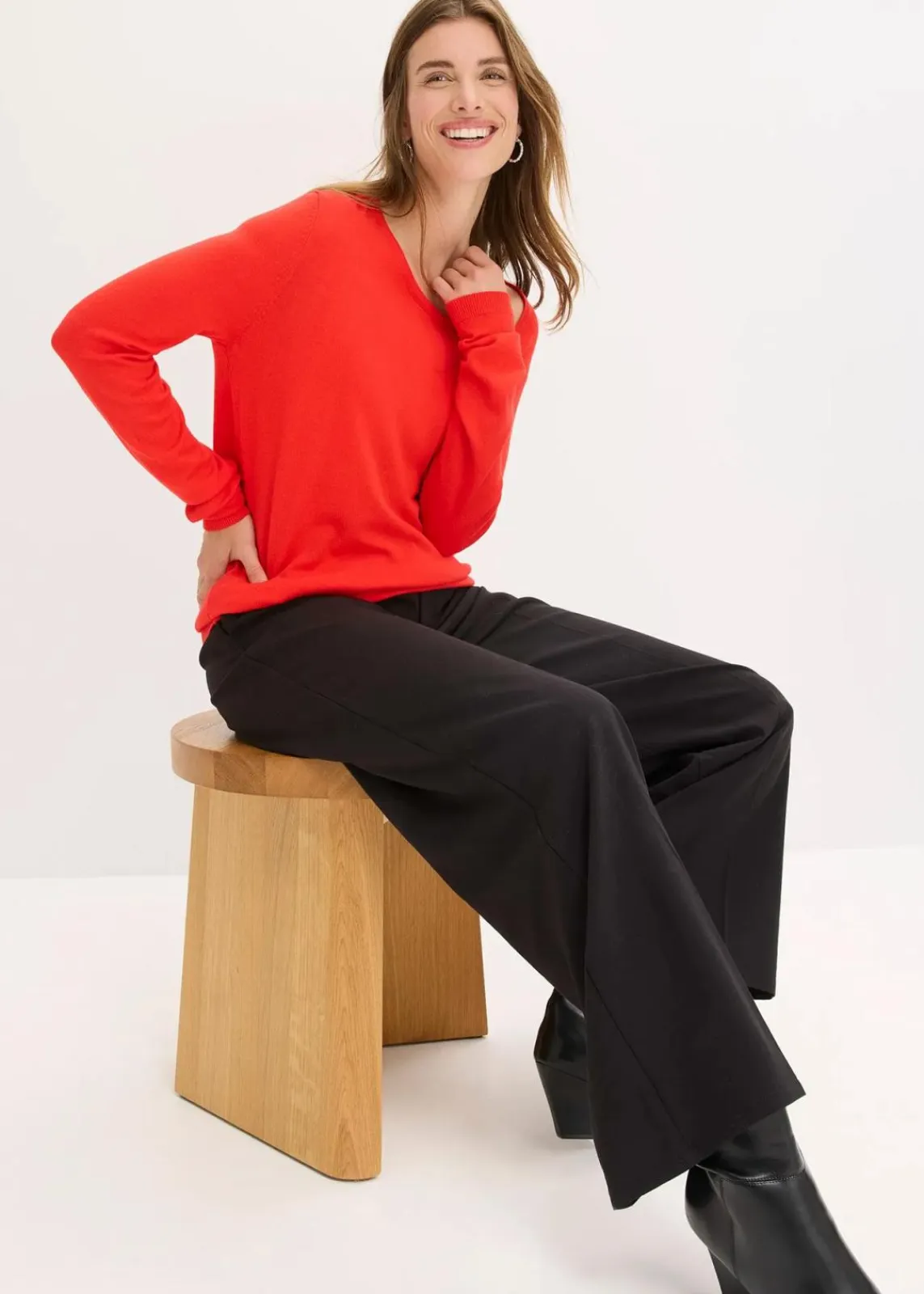 bonprix Pullover & Strickjacken|Strickmode^Pullover aus fließendem Viskose-Mix rot