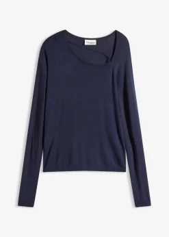 bonprix Bekleidung·Umstandsmode|Bekleidung·Jeans^Pullover aus fließendem Viskose-Mix dunkelblau