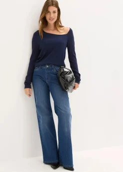 bonprix Bekleidung·Umstandsmode|Bekleidung·Jeans^Pullover aus fließendem Viskose-Mix dunkelblau