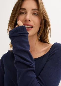 bonprix Bekleidung·Umstandsmode|Bekleidung·Jeans^Pullover aus fließendem Viskose-Mix dunkelblau