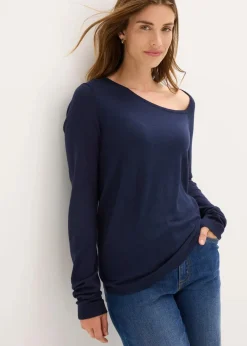 bonprix Bekleidung·Umstandsmode|Bekleidung·Jeans^Pullover aus fließendem Viskose-Mix dunkelblau