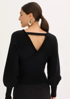 bonprix Bekleidung·Umstandsmode|Strickmode^Pullover aus fließendem Viskose-Mix schwarz