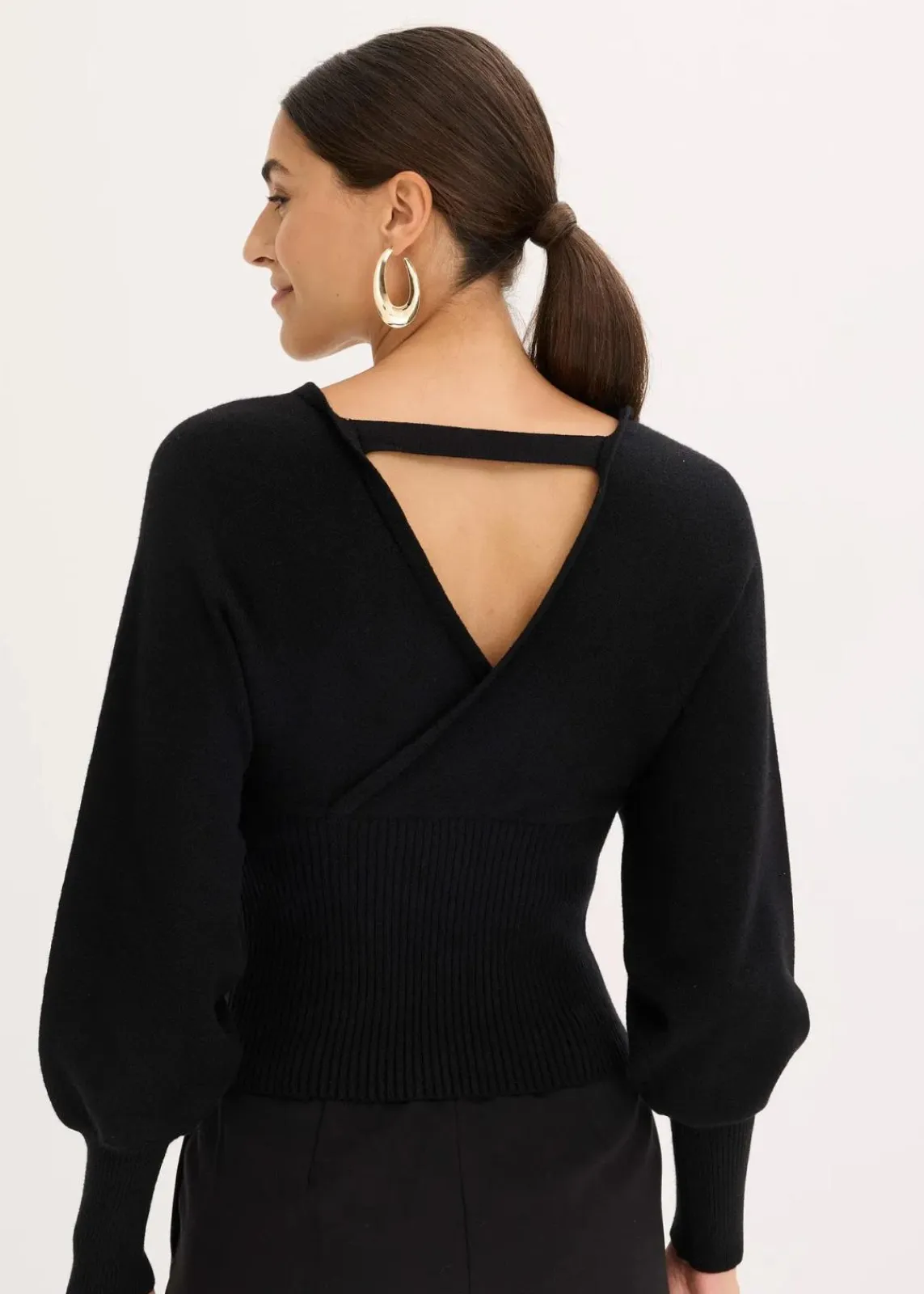 bonprix Bekleidung·Umstandsmode|Strickmode^Pullover aus fließendem Viskose-Mix schwarz