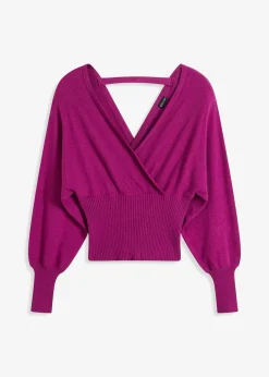 bonprix Bekleidung·Umstandsmode|Strickmode^Pullover aus fließendem Viskose-Mix beere