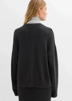 bonprix Bekleidung·Umstandsmode|Bekleidung·Jeans^Pullover aus reiner Baumwolle anthrazit meliert