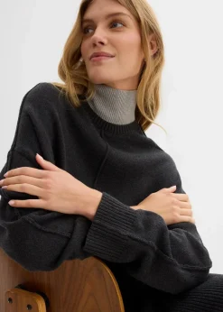 bonprix Bekleidung·Umstandsmode|Bekleidung·Jeans^Pullover aus reiner Baumwolle anthrazit meliert