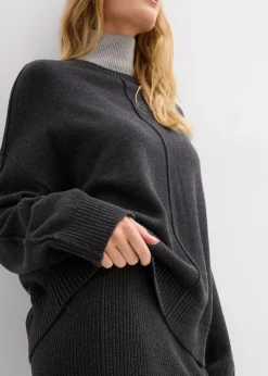 bonprix Bekleidung·Umstandsmode|Bekleidung·Jeans^Pullover aus reiner Baumwolle anthrazit meliert