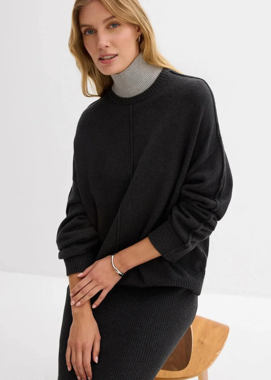 bonprix Bekleidung·Umstandsmode|Bekleidung·Jeans^Pullover aus reiner Baumwolle anthrazit meliert