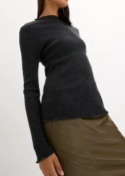 bonprix Bekleidung·Umstandsmode|Premium^Pullover aus superfeiner Merinowolle dunkelgrau meliert