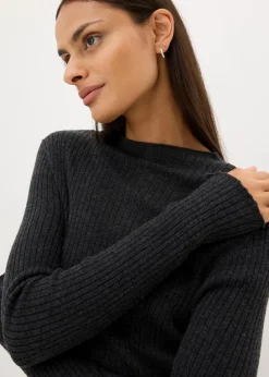 bonprix Bekleidung·Umstandsmode|Premium^Pullover aus superfeiner Merinowolle dunkelgrau meliert