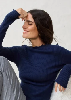 bonprix Bekleidung·Umstandsmode|Premium^Pullover aus superfeiner Merinowolle dunkelblau