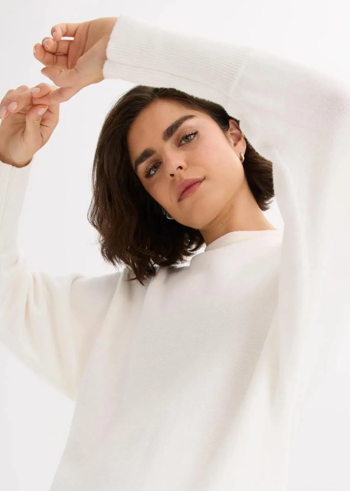 bonprix Strickmode|Pullover & Strickjacken^Pullover aus Viskose-Mix wollweiß