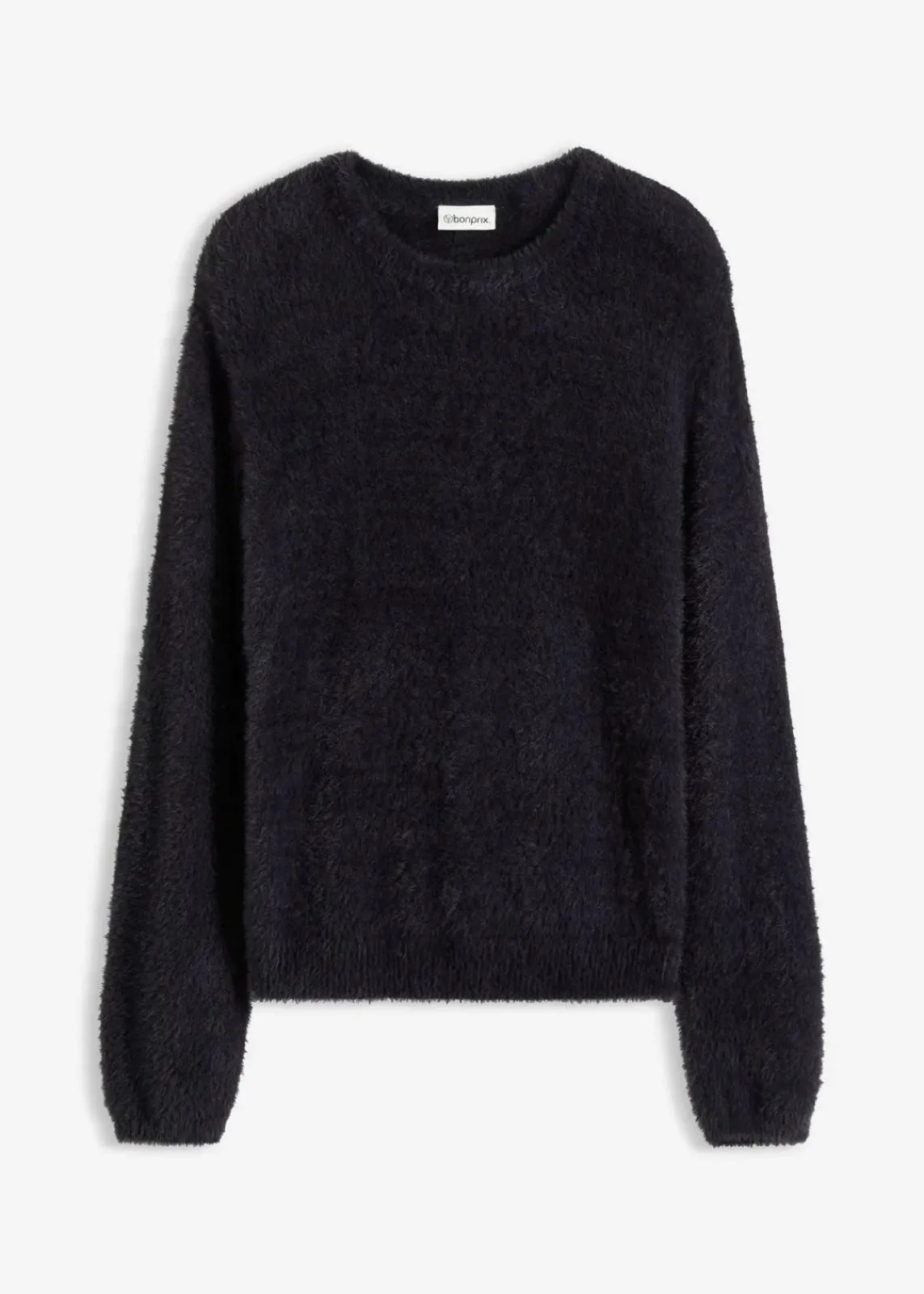 bonprix Pullover & Strickjacken|Strickmode^Pullover in Plüsch-Optik schwarz
