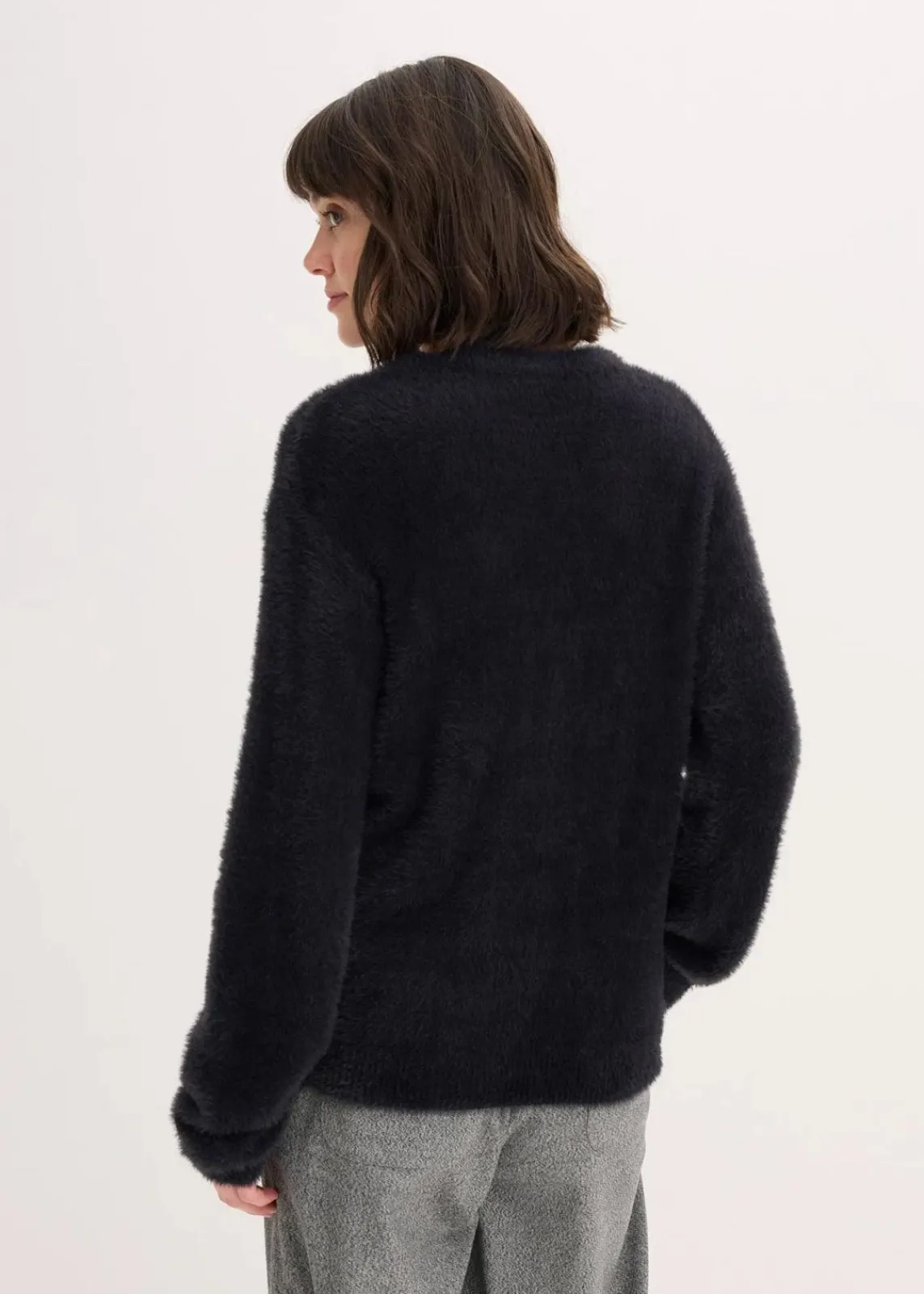 bonprix Pullover & Strickjacken|Strickmode^Pullover in Plüsch-Optik schwarz