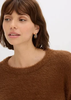 bonprix Bekleidung·Umstandsmode|Pullover & Strickjacken^Pullover in Plüsch-Optik pimentbraun