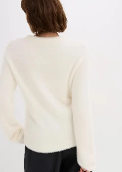 bonprix Bekleidung·Umstandsmode|Pullover & Strickjacken^Pullover in Plüsch-Optik perlweiß