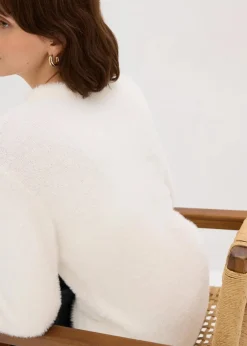 bonprix Bekleidung·Umstandsmode|Pullover & Strickjacken^Pullover in Plüsch-Optik perlweiß