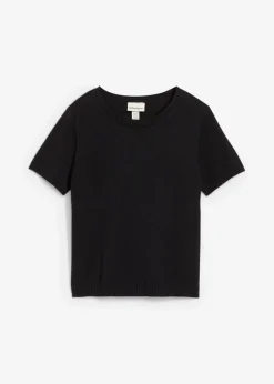 bonprix Nachhaltigere Materialien|Pullover & Strickjacken^Pullover, Kurzarm schwarz