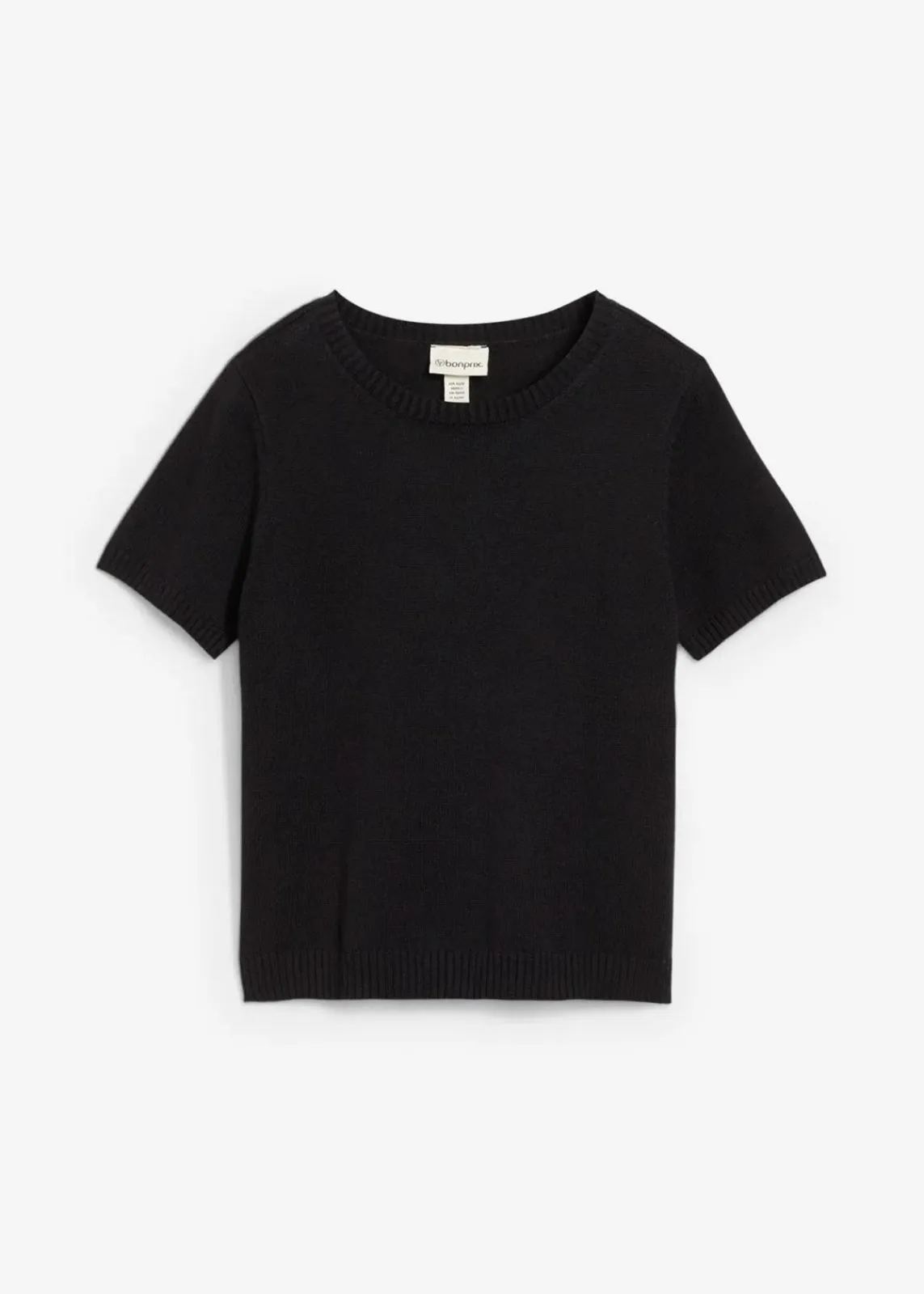 bonprix Nachhaltigere Materialien|Pullover & Strickjacken^Pullover, Kurzarm schwarz