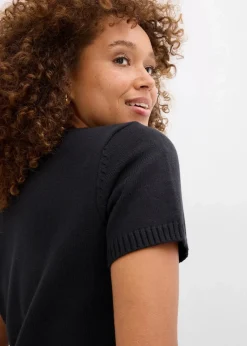 bonprix Nachhaltigere Materialien|Pullover & Strickjacken^Pullover, Kurzarm schwarz
