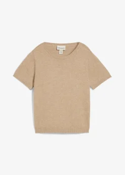 bonprix Nachhaltigere Materialien|Pullover & Strickjacken^Pullover, Kurzarm beige meliert