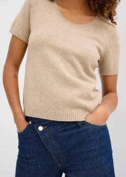 bonprix Nachhaltigere Materialien|Pullover & Strickjacken^Pullover, Kurzarm beige meliert