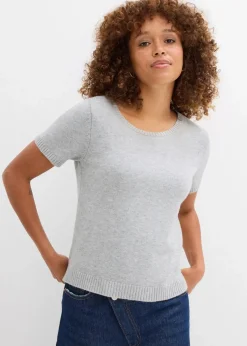 bonprix Bekleidung·Röcke|Bekleidung·Jeans^Pullover, Kurzarm hellgrau meliert meliert