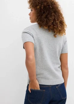 bonprix Bekleidung·Röcke|Bekleidung·Jeans^Pullover, Kurzarm hellgrau meliert meliert