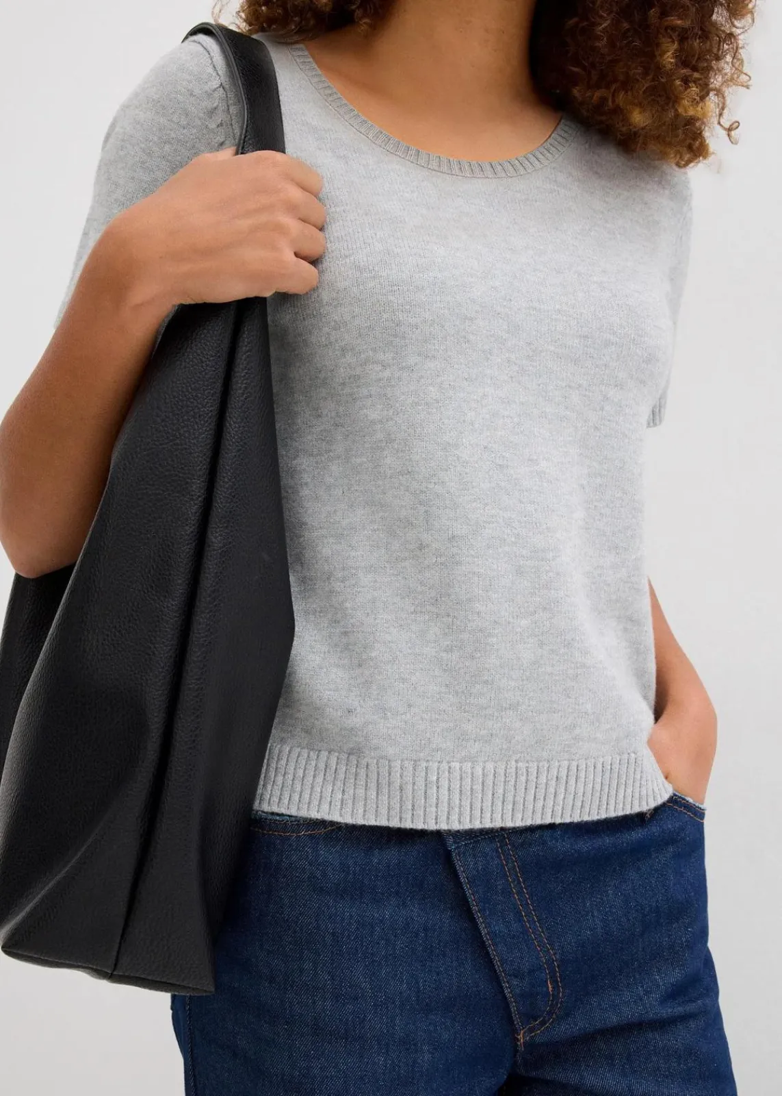 bonprix Bekleidung·Röcke|Bekleidung·Jeans^Pullover, Kurzarm hellgrau meliert meliert