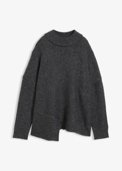 bonprix Bekleidung·Umstandsmode|Bekleidung·Jeans^Pullover mit asymmetrischem Saumverlauf und Wollanteil anthrazit meliert