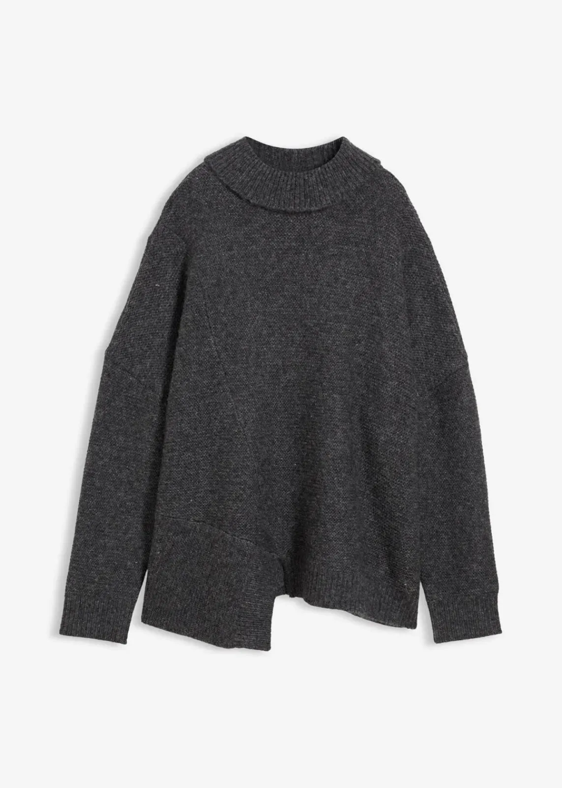 bonprix Bekleidung·Umstandsmode|Bekleidung·Jeans^Pullover mit asymmetrischem Saumverlauf und Wollanteil anthrazit meliert