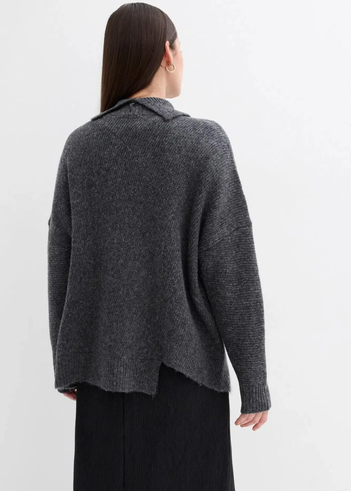bonprix Bekleidung·Umstandsmode|Bekleidung·Jeans^Pullover mit asymmetrischem Saumverlauf und Wollanteil anthrazit meliert