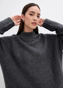 bonprix Bekleidung·Umstandsmode|Bekleidung·Jeans^Pullover mit asymmetrischem Saumverlauf und Wollanteil anthrazit meliert
