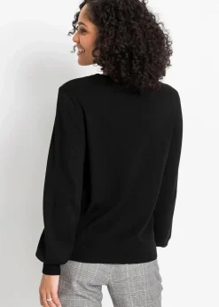 bonprix Bekleidung·Jeans|Pullover & Strickjacken^Pullover mit Ballon-Ärmel schwarz
