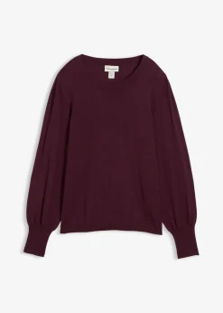bonprix Bekleidung·Jeans|Pullover & Strickjacken^Pullover mit Ballon-Ärmel weinrot