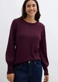 bonprix Bekleidung·Jeans|Pullover & Strickjacken^Pullover mit Ballon-Ärmel weinrot