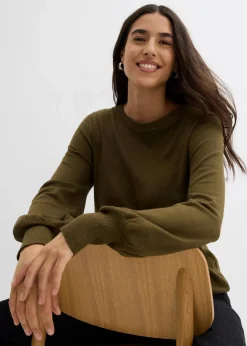 bonprix Strickmode|Pullover & Strickjacken^Pullover mit Ballon-Ärmel erdoliv