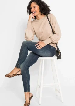 bonprix Bekleidung·Jeans|Pullover & Strickjacken^Pullover mit Ballon-Ärmel beige meliert