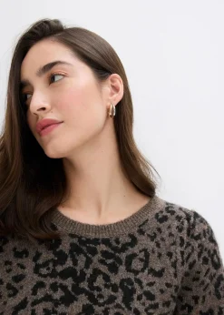 bonprix Strickmode|Pullover & Strickjacken^Pullover mit Ballonärmeln braun leo