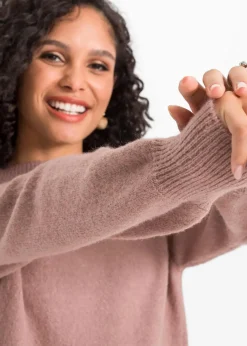 bonprix Pullover & Strickjacken|Strickmode^Pullover mit Ballonärmeln rosenholz meliert