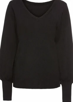 bonprix Bekleidung·Umstandsmode|Strickmode^Pullover mit Ballonärmeln schwarz