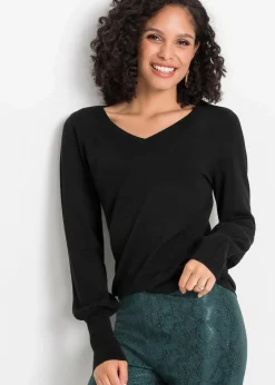 bonprix Bekleidung·Umstandsmode|Strickmode^Pullover mit Ballonärmeln schwarz