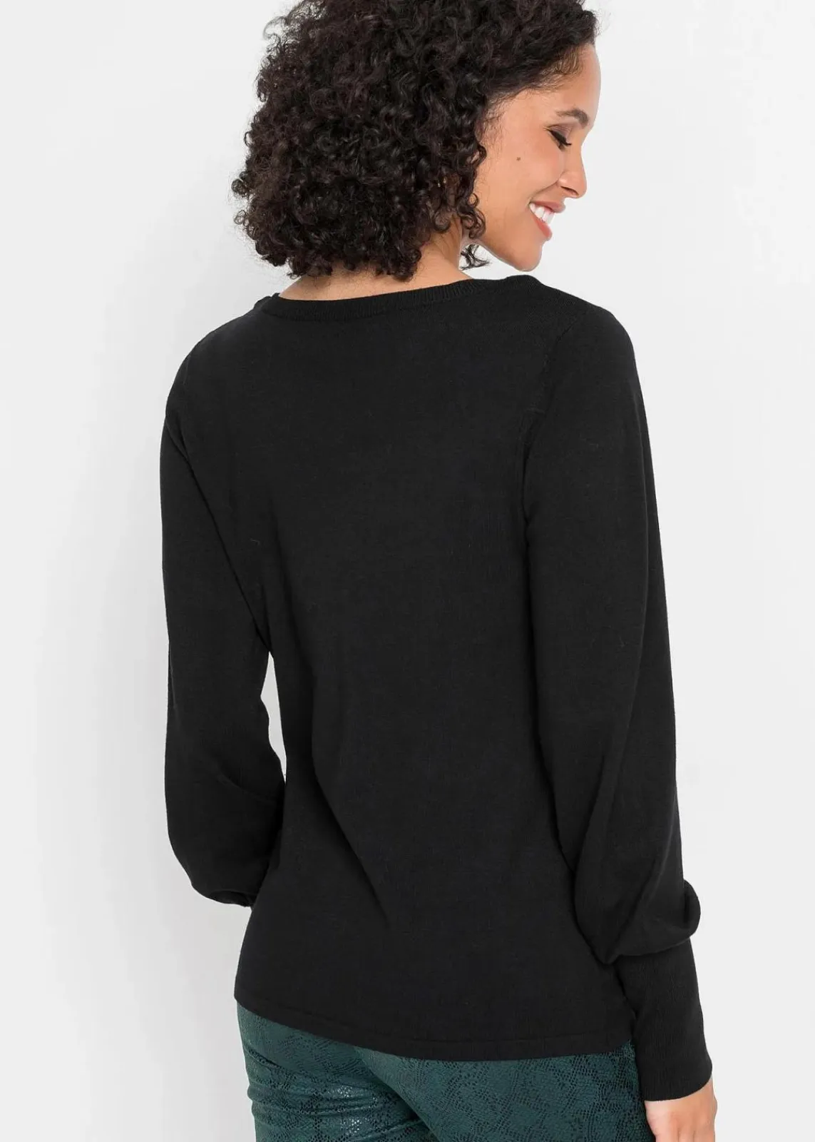 bonprix Bekleidung·Umstandsmode|Strickmode^Pullover mit Ballonärmeln schwarz