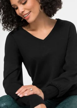 bonprix Bekleidung·Umstandsmode|Strickmode^Pullover mit Ballonärmeln schwarz