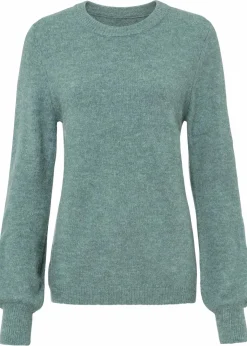 bonprix Bekleidung·Umstandsmode|Pullover & Strickjacken^Pullover mit Ballonärmeln mineralblau meliert