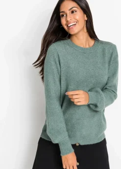 bonprix Bekleidung·Umstandsmode|Pullover & Strickjacken^Pullover mit Ballonärmeln mineralblau meliert