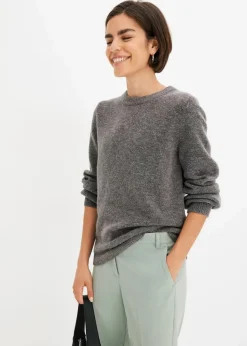 bonprix Bekleidung·Umstandsmode|Pullover & Strickjacken^Pullover mit Ballonärmeln anthrazit meliert