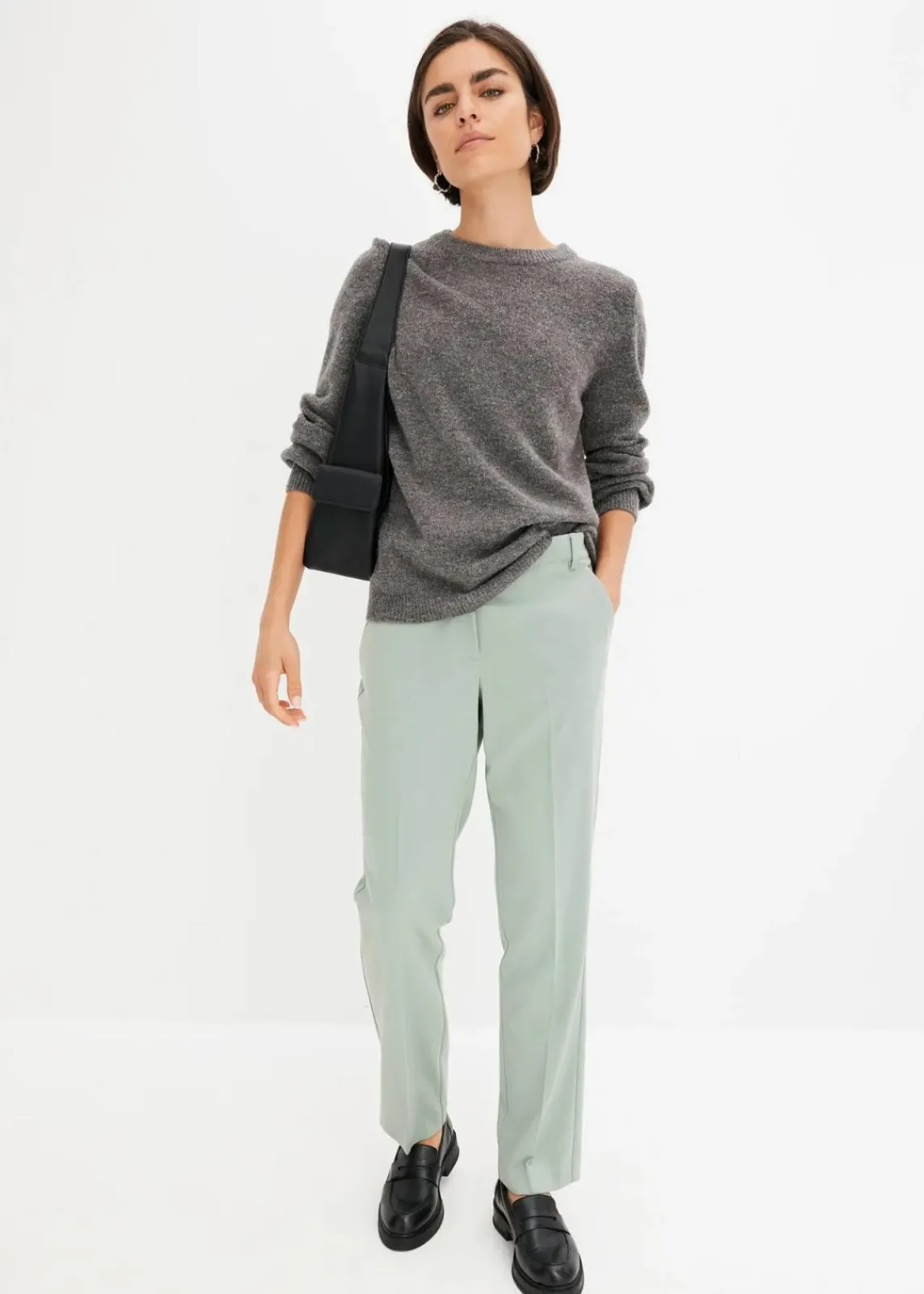bonprix Bekleidung·Umstandsmode|Pullover & Strickjacken^Pullover mit Ballonärmeln anthrazit meliert